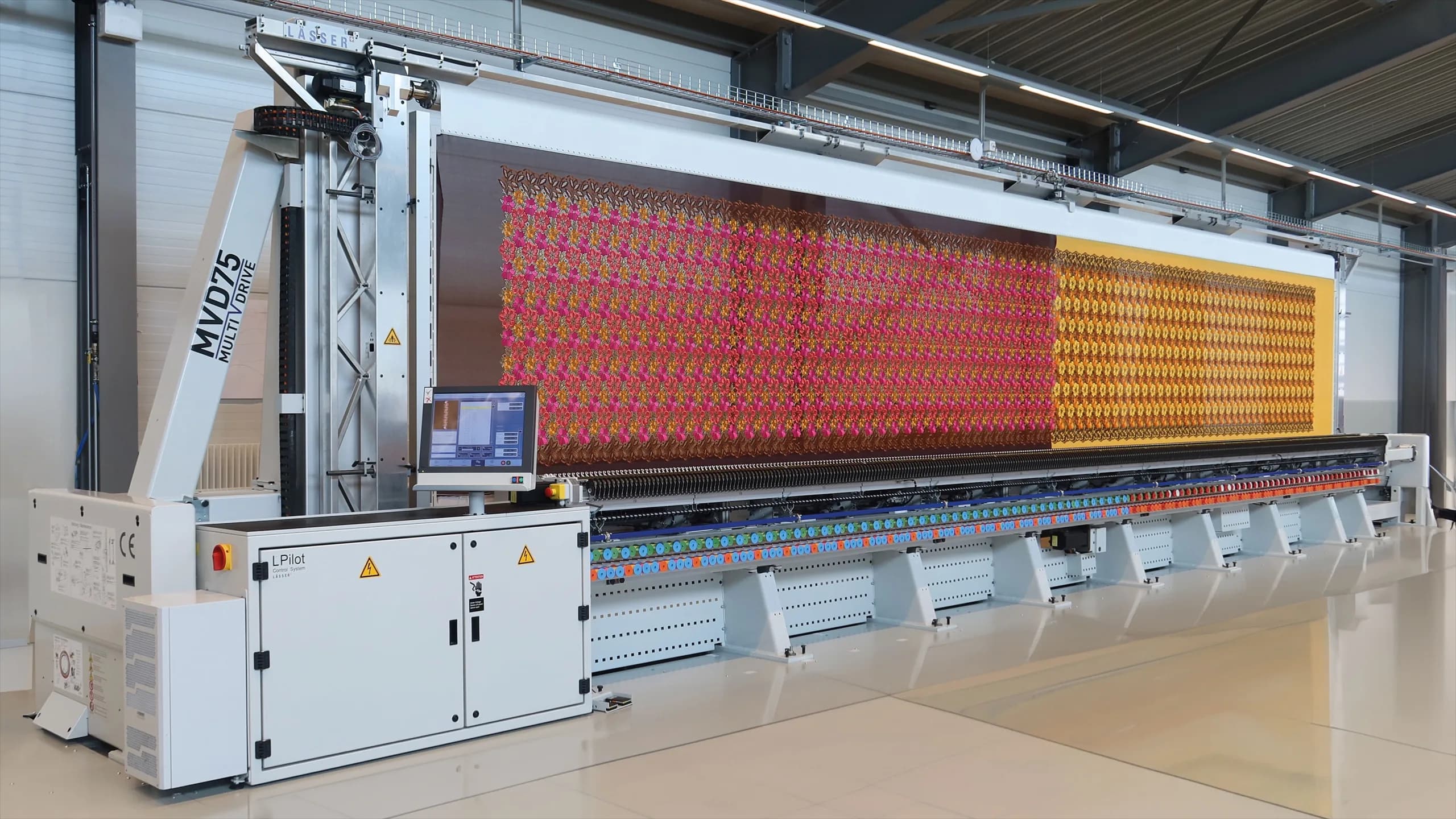 Style Embroideries computerized multi-head Schiffli machine in Surat factory